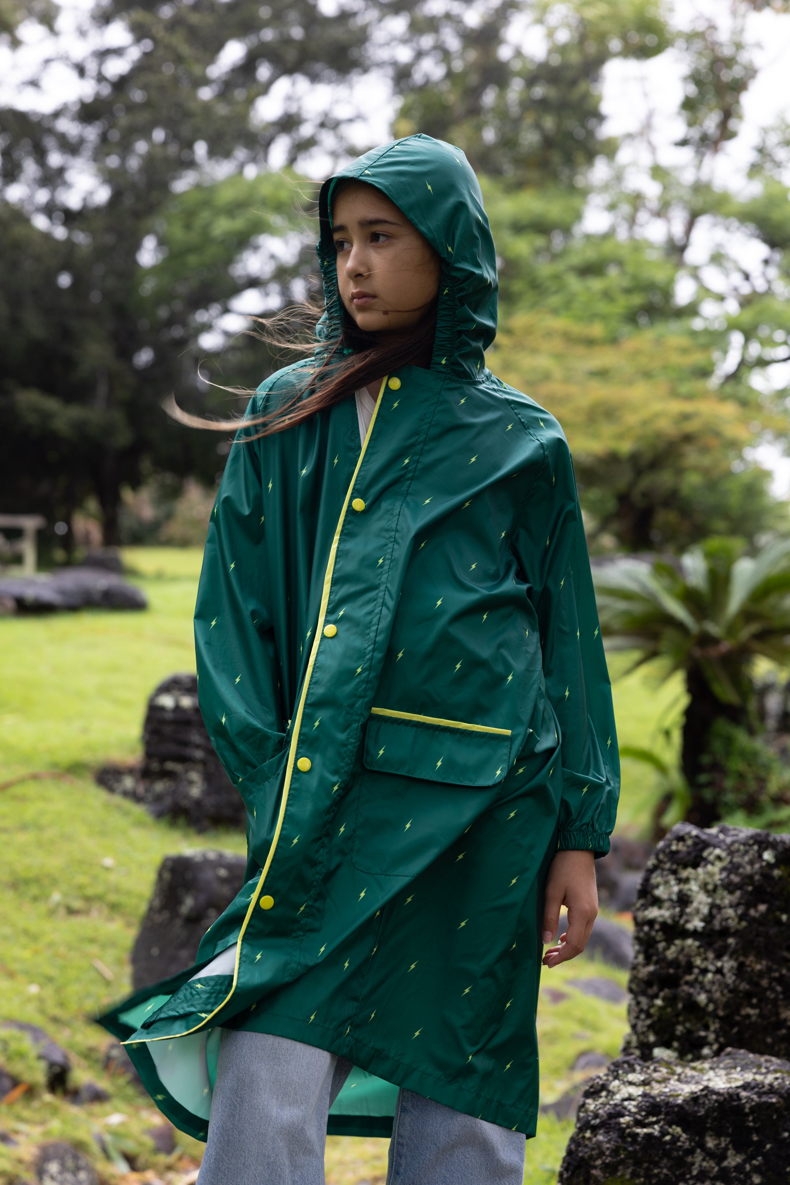 Packable Rain Jacket - Green Lightning
