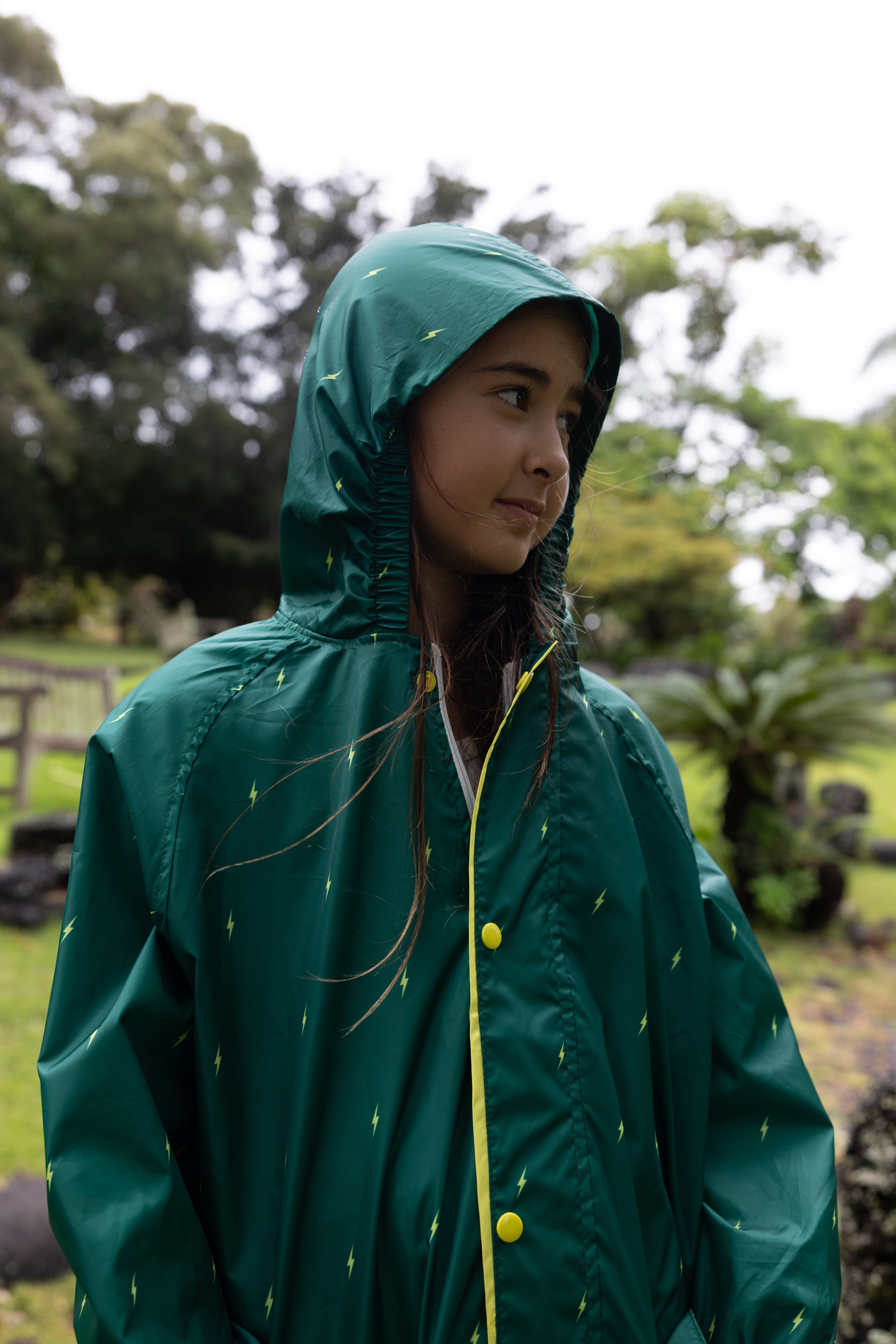 Packable Rain Jacket - Green Lightning
