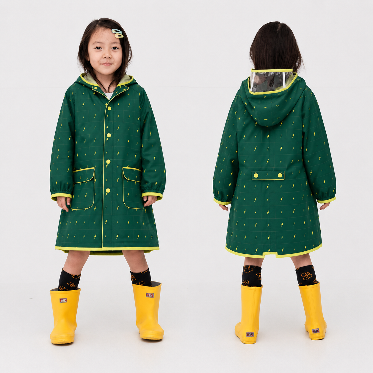 Packable Rain Jacket - Green Lightning