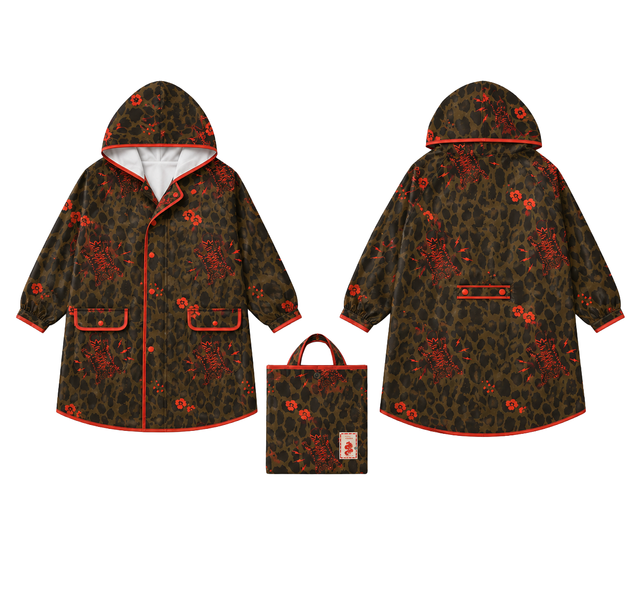 Packable Rain Jacket - Foxy Cheetah